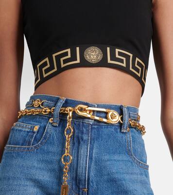 Greca Border cropped tank top | Versace