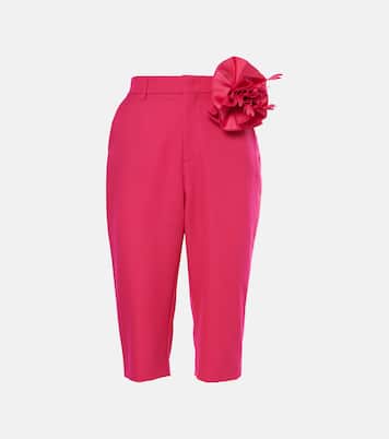 Floral-appliqué wool capri pants | Area