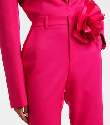 Floral-appliqué wool capri pants | Area