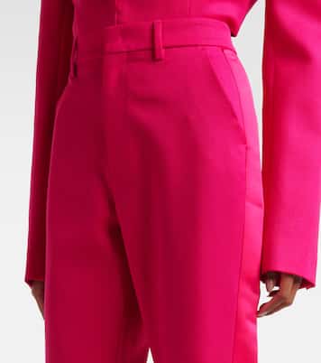 Floral-appliqué wool capri pants | Area