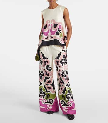 Bedruckte Palazzo-Hose aus Seiden-Twill | La DoubleJ