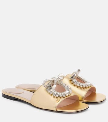Adamantine embellished leather slides | Valentino Garavani