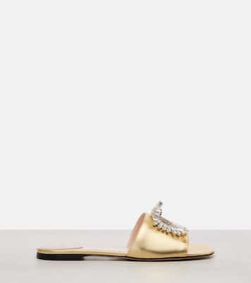 Adamantine embellished leather slides | Valentino Garavani