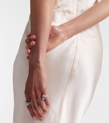 Bague Gemini Heart en or blanc 18 ct, émail et diamants | Kamyen