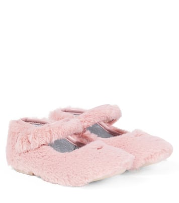 Leather-trimmed Mary Jane flats | Monnalisa