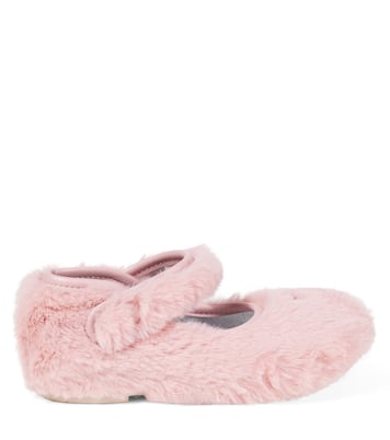 Leather-trimmed Mary Jane flats | Monnalisa