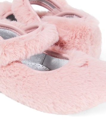 Leather-trimmed Mary Jane flats | Monnalisa