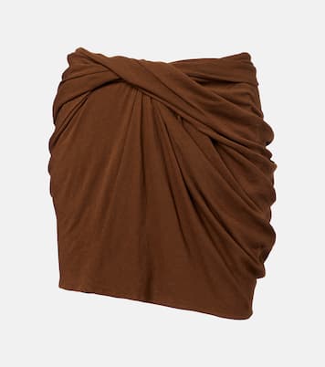 Gathered cotton-blend jersey miniskirt | Entire Studios