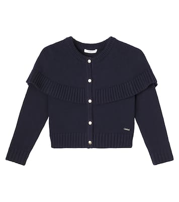 Caped cotton and wool cardigan | Chloé Kids