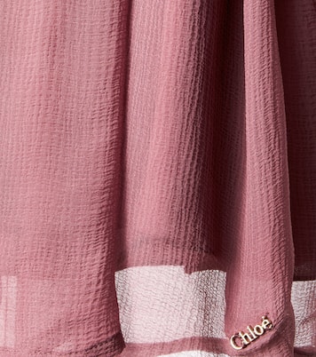 荷叶边披肩式真丝连衣裙 | Chloé Kids