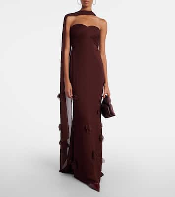 Scarf-detail jersey gown | Self-Portrait