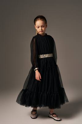 Milie belted embroidered tulle dress | C'era Una Volta