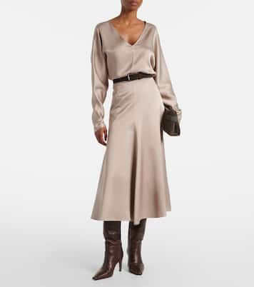 Silk midi skirt | Brunello Cucinelli