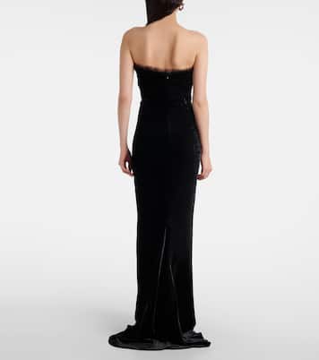 Bow-detail ruched silk-trimmed velvet gown | Alessandra Rich