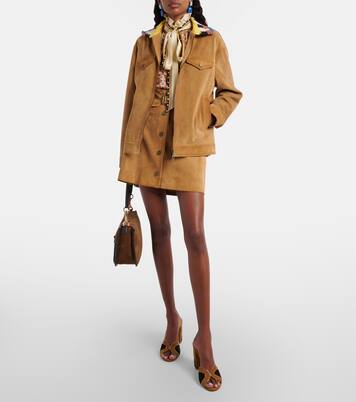 Crochet-trimmed suede jacket | Etro