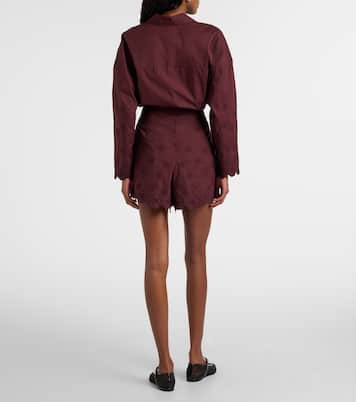 Embroidered floral cotton poplin shorts | Juliet Dunn