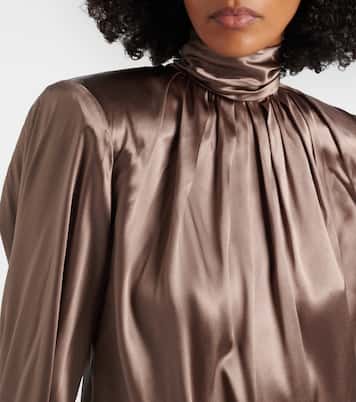 Draped silk-blend satin top | Mugler
