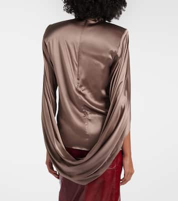 Draped silk-blend satin top | Mugler