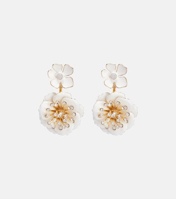 Crystal-embellished floral drop earrings | Carolina Herrera