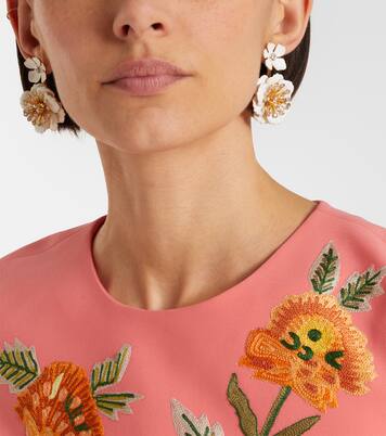 Crystal-embellished floral drop earrings | Carolina Herrera