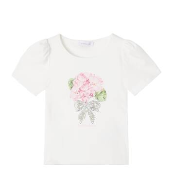 Floral cotton-blend jersey T-shirt | Monnalisa