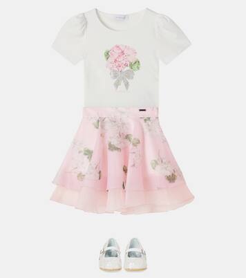 Floral cotton-blend jersey T-shirt | Monnalisa