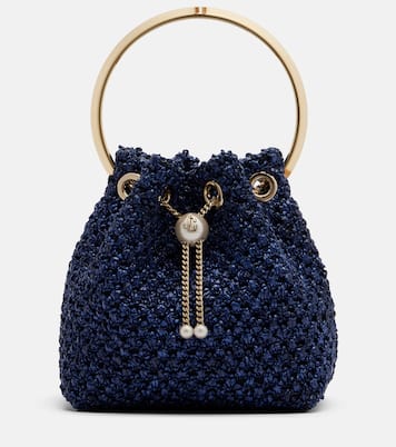 Bon Bon Small raffia-effect bucket bag | Jimmy Choo