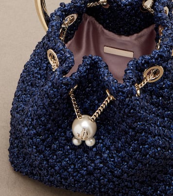 Bon Bon Small raffia-effect bucket bag | Jimmy Choo