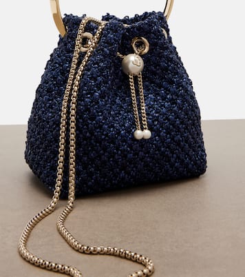 Bon Bon Small raffia-effect bucket bag | Jimmy Choo