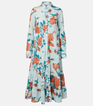 Floral tiered cotton shirt dress | Erdem