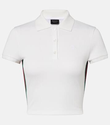 Cropped-Poloshirt Web Stripe aus Rippstrick | Gucci