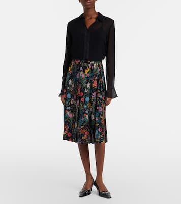 Pleated floral silk midi skirt | Gucci