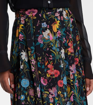 Pleated floral silk midi skirt | Gucci
