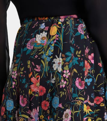 Pleated floral silk midi skirt | Gucci