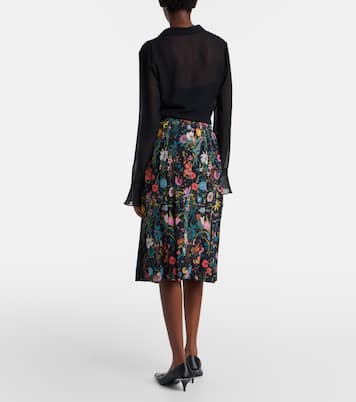 Pleated floral silk midi skirt | Gucci
