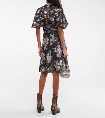 Robe midi en satin à fleurs | Rabanne