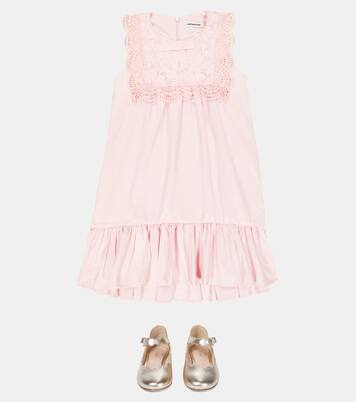 Guipure lace-trimmed taffeta dress | Self-Portrait Kids