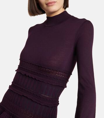 Vestido corto de lana virgen con volantes | Alaïa