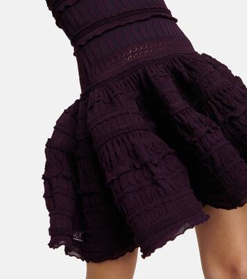 Vestido corto de lana virgen con volantes | Alaïa