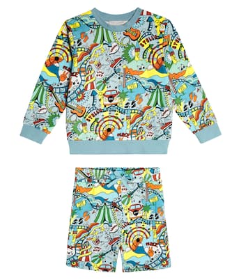 Printed cotton fleece sweatshirt and shorts set | Stella McCartney Kids