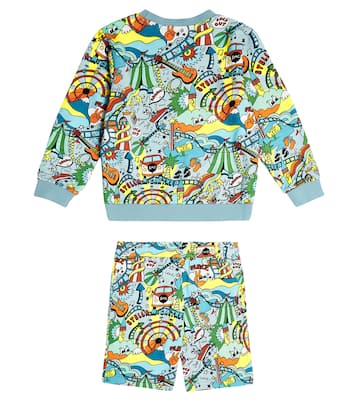 Printed cotton fleece sweatshirt and shorts set | Stella McCartney Kids