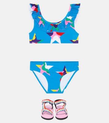 Printed ruffle-trimmed bikini | Stella McCartney Kids
