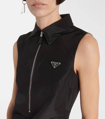 Half-zip silk-blend midi dress  | Prada