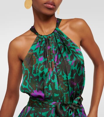 Robe midi Kareese imprimée en satin | Velvet