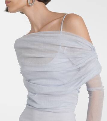 Robe longue en tulle à encolure bardot | Christopher Esber