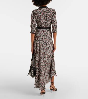 Robe midi Amina en crêpe à fleurs | Rixo