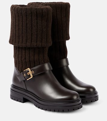Thurso leather-trimmed biker boots | Gianvito Rossi