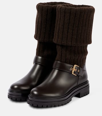 Thurso leather-trimmed biker boots | Gianvito Rossi