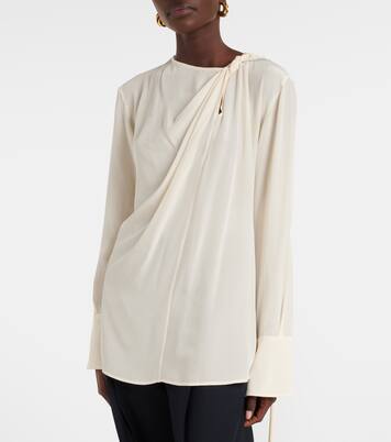Scarf-detail silk blouse | Victoria Beckham