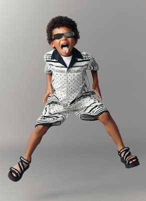 Bandana cotton poplin shorts | Dolce&Gabbana Kids